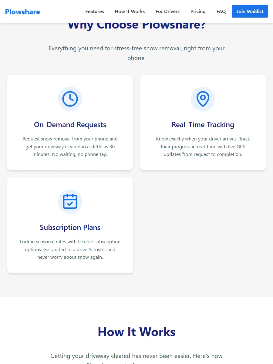 A section further down the Plowshare website