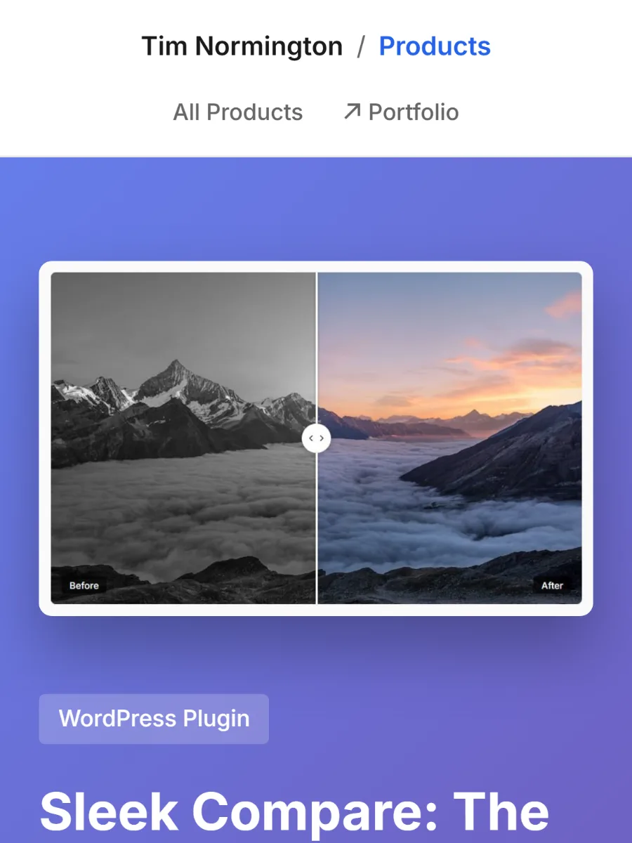 The Sleek Compare website on a phone