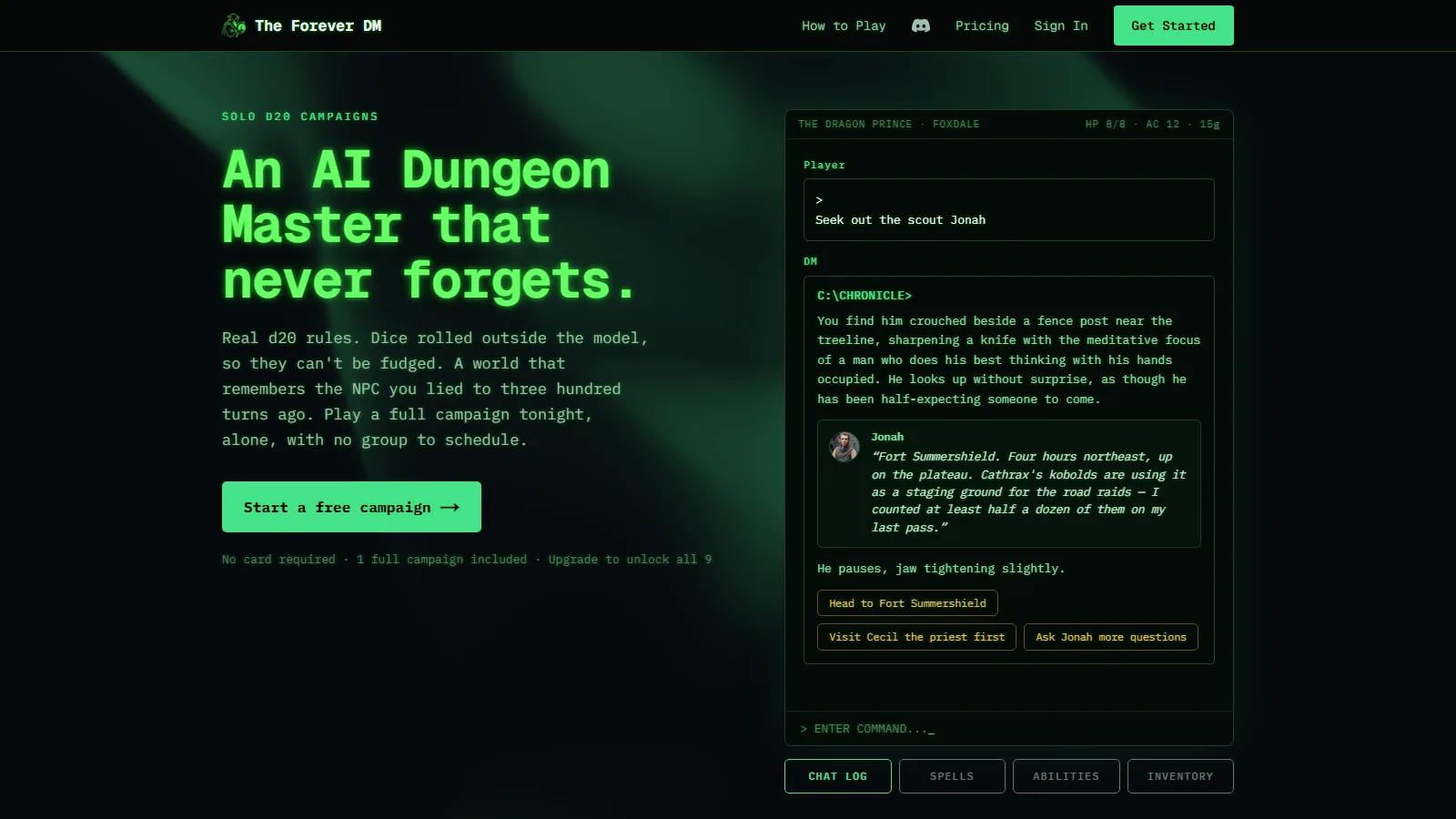 The The Forever DM website homepage on desktop